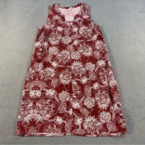 GAP Women’s Burgundy & White Floral Sleeveless Shift Dress, V-neck, size XS